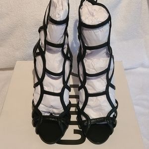 Schutz caged ankle lace up heels NIB